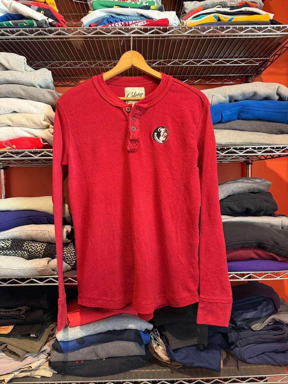 Colony Florida State Seminoles FSU Long Sleeve Waffle Thermal Henley Red XL